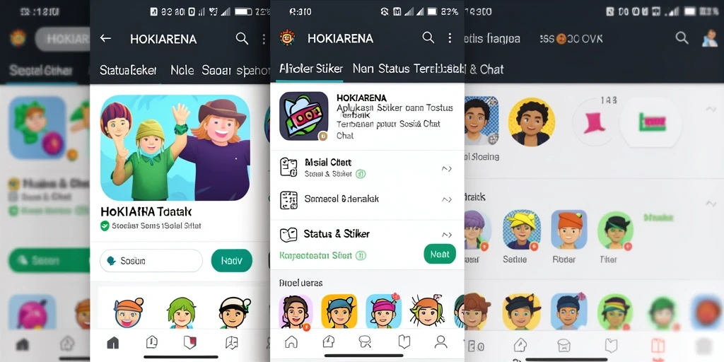 Antarmuka HOKIARENA menampilkan beragam stiker yang menarik.
