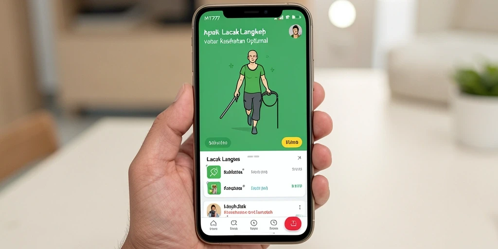 Tampilan antarmuka MT777 dengan fitur Lacak Langkah.