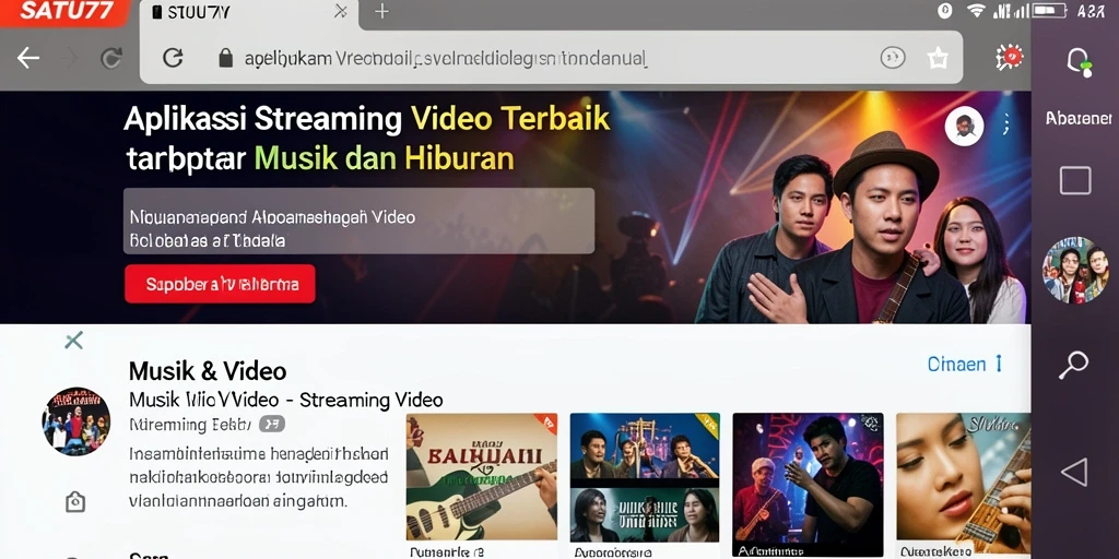 Antarmuka SATU77 yang menarik dan mudah digunakan untuk Streaming Video.