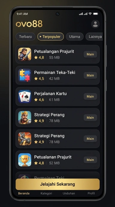 Tampilan katalog aplikasi ovo88